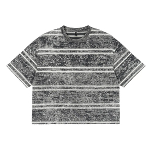 Camiseta personalizada con logo a rayas, estilo vintage, de 260 g/m², para hombre, retro, estilo boxy, corta, oversize. - Product Image 4