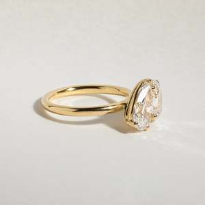 Unique S925 Sterling Silver Toi Et Moi Pear Oval Lab Grown Diamond Engagement <b>Ring</b> <b>Plain</b> Band Filled Luxury Fine Jewelry - Product Image 6