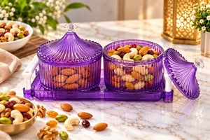 Ensemble de contenants pour fruits secs à 2 compartiments, couleur violette, avec couvercle et plateau, en plastique anti-poussière, pour le rangement des collations, articles ménagers, organisateur de cuisine - Product Image 5