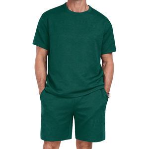 Ensemble de maillot de bain 2 pièces en coton respirant, style streetwear, t-shirt et short côtelé personnalisable, ensemble short jumeaux, survêtements pour garçons - Product Image 6