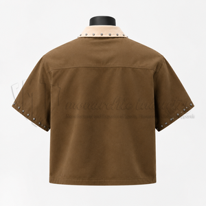 เสื้อเชิ้ตผู้ชายแบบลำลอง ผ้าคอตตอนออร์แกนิค 100% ป้องกันรอยยับ เป็นมิตรต่อสิ่งแวดล้อม แขนสั้น ปกคอพับ ปิดด้วยซิป - Product Image 2