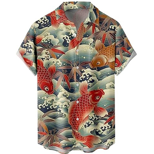 Men Hawaiian Beach <b>Shirts</b> Summer Short Sleeve Slim Fit 100% Polyester Twill Tropical Floral Print Casual <b>Button</b> Quick Dry - Product Image 1