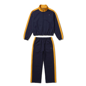 Conjuntos Deportivos de Sudadera con Capucha y Pantalones Deportivos con Rayas Amarillas y Azul Marino, Ropa Deportiva, Logotipo Personalizado, Fabricante OEM ODM - Product Image 3