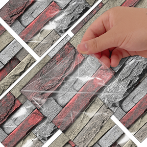 Adesivo da parete in marmo con mattoni di pietra rossa PVC facile da pulire impermeabile per la decorazione da parete del bagno della cucina - Product Image 6