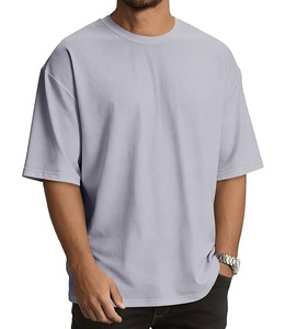 Nouveauté T-shirt décontracté pour homme à manches courtes 100% coton Col rond et épaules tombantes Couleur unie Surdimensionné Fabriqué au Bangladesh - Product Image 1