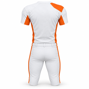 Ensemble d'uniformes de football américain blanc et orange à 12 panneaux, avec épaulettes décalées, 100 % polyester, antibactérien, anti-UV, séchage rapide - Product Image 3
