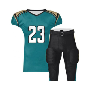 Ensemble de maillots de football américain pour hommes, vert et noir, sublimé, col en V, manches courtes, évacuation de l'humidité, coupe athlétique - Product Image 1