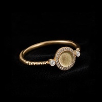 925 Sterling Silber 6mm Runder Fassungsring mit Zirkonbesatz, Blanko-Erinnerungsring für Harz, Asche & Muttermilch Schmuck