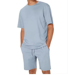 Conjunto de Camiseta Casual Transpirable de Verano para Hombre, Traje Deportivo de 2 Piezas, 100% Fibra de Bambú, Marca Personalizada Estampada, Cuello Redondo, Sin Costuras - Product Image 3