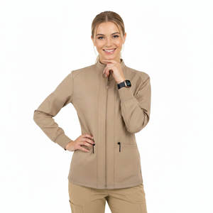 Chaqueta Médica para Mujer con Colores Personalizados OEM, Cierre de Cremallera Frontal, Puños de Punto Acanalado, Suave Poliéster y Spandex, Bata de Enfermera Dental, Chaquetas Quirúrgicas - Product Image 1