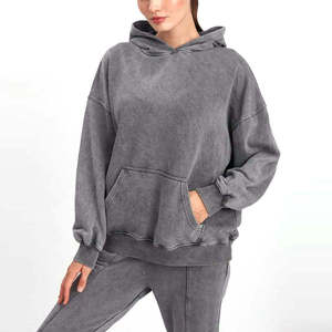 Hoodies et sweat-shirts personnalisés de haute qualité pour femmes, avec poches, épaules tombantes, pour la vente en gros, effet délavé à l'acide - Product Image 1