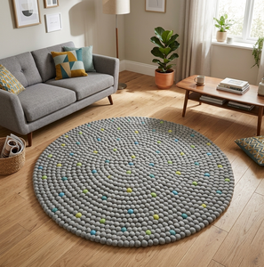 Tapis de boule en feutre de laine de luxe 150cm tapis élégant fait à la main pour la décoration de salon et de chambre à coucher pour l'espace de prière - Product Image 2
