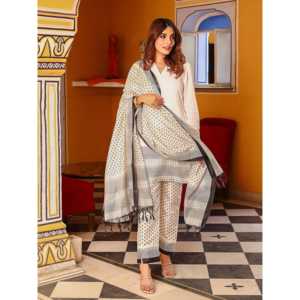 ชุดคุรตะผู้หญิงสีขาวนม ระบายอากาศได้ดี แขนยาว ไซส์ XS - Product Image 3