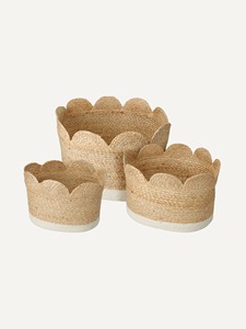 Natural Seagrass Storage <b>Baskets</b> Woven Scalloped <b>Basket</b> Rustic Boho Home Decor Multi-Purpose Wholesaler <b>Wicker</b> <b>Laundry</b> <b>Basket</b> - Product Image 6