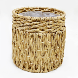 Round Water Hyacinth Storage Bins Set of 3 Natural Rattan Bohemian Style Indoor Outdoor Organizers <b>Stackable</b> Design for Sun - Product Image 3