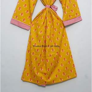 Robe Kimono Longue en Coton Bio pour Femme, Veste avec Ceinture, 100% Coton, Vente en Gros, Collection Printemps - Product Image 6