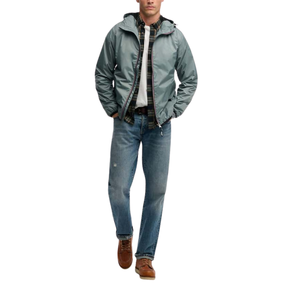 Men's <b>Hooded</b> Windbreaker Jacket with Full <b>Zip</b> and Two Side Pockets for Outdoor Wear - Product Image 1