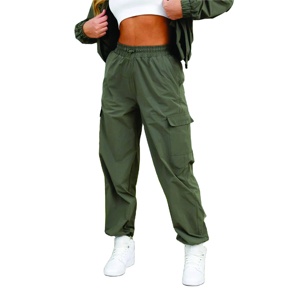 Tissu en nylon extensible de qualité supérieure 85% polyamide 15% élasthanne utilitaire tissé Cargo pantalon Olive pantalon cargo pour femme - Product Image 2