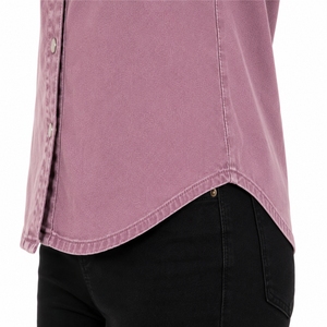 Chemise décontractée en jean délavé léger pour femme, respirante, séchage rapide, manches longues, coupe classique, personnalisable, coton de haute qualité - Product Image 4