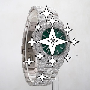 Montres RUDRA JEWELS : Montre de luxe en acier inoxydable avec mouvement mécanique Moissanite, sportive, élégante, vintage, creuse, carrée, en cristal - Product Image 2