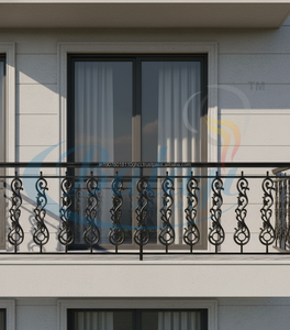 Barandilla de Balcón y Escalera de Hierro Fundido Gris Real Altamente Pulido, Sin Marco, de Alta Resistencia, Moderna, con Acabado Super Shot Blast - Product Image 2