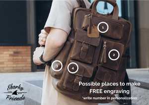 Wholesale Custom Genuine <b>Leather</b> Backpack <b>Men</b> Vintage Cowhide Travel Laptop <b>Bag</b> Waterproof Outdoor Daypack LBK-0124 - Product Image 3
