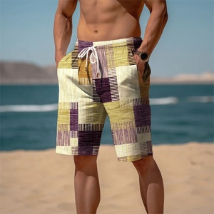 <b>Men's</b> Beach Shorts Patchwork Print Drawstring Summer Vacation Holiday Swim <b>Trunks</b> Casual Board Shorts Cotton Blend <b>Men's</b> Shorts - Product Image 4