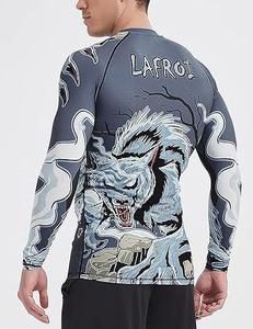 เสื้อรัดรูปแขนยาวพิมพ์ลายหมาป่าสำหรับผู้ชาย แบบซับลิเมชั่น กระชับรูปร่าง สำหรับออกกำลังกาย - Product Image 2
