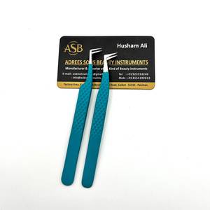 Pince à cils en acier inoxydable de type L, 90 degrés, fine, couleur vert marine mate, revêtement coloré, préhension parfaite, OEM - Product Image 3