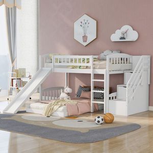 Letto a Castello Bianco con Due Cassetti Scorrevoli per Bambini - Vecchio SKU LT100156AAK - Product Image 1