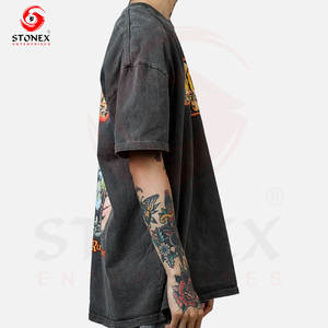 Camisetas 100% algodón para hombre, camiseta gráfica de mezclilla con efecto desgastado de inspiración vintage, corte holgado, peso pesado, talla grande para hombre - Product Image 3