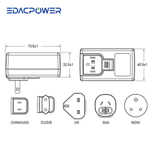 อะแดปเตอร์แปลงไฟ EDAC POWER EA1024CR 5~8V 24W 4A MAX ปลั๊ก AC/DC สำหรับแล็ปท็อป รองรับปลั๊ก EU/US/UK/SAA/จีน/แอฟริกาใต้/เกาหลี/อินเดีย - Product Image 2