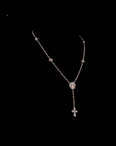 925 Silver Moissanite Religious Pendant Necklace With <b>Cross</b> And Beaded <b>Chain</b> For Catholicism Ceremonies Unisex Style - Product Image 1