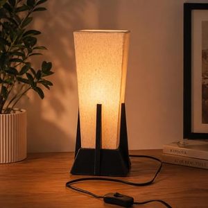 Wooden Base <b>Bedside</b> Table Lamp Fabric Lampshade Dimmable LED <b>Reading</b> <b>Light</b> for Babies and Kids Room Bedroom - Product Image 3