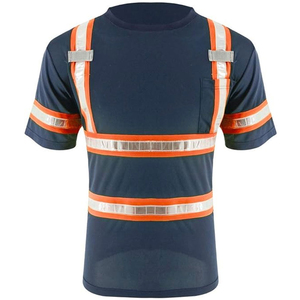 Nouveau T-shirt en polyester personnalisable haute visibilité classe 3, vêtement de travail réfléchissant, haute visibilité, chemise longue noire - Product Image 1