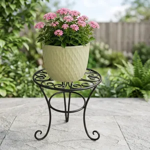 Support de plante en métal robuste, noir, rond, en fer, pour plantes d'intérieur et d'extérieur, balcon, jardin, patio, salon - Product Image 3