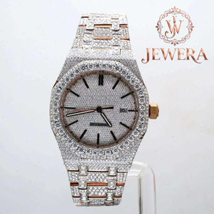 Reloj de Diamantes Mossinate de Acero Inoxidable Premium con Movimiento de Cuarzo, Diseño Elegante Unisex para Oficina, Fiestas o Uso Diario - Product Image 4