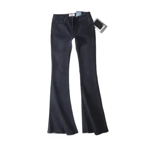 Meilleure vente Tendance Pantalon slim décontracté personnalisé à la mode Jeans à fond cloche Jeans évasés à taille haute pour femmes