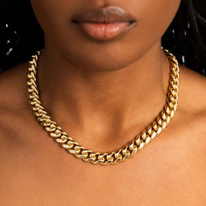 Collier chaîne cubaine Miami 12 mm plaqué or 18 carats en acier inoxydable, chaîne à maillons cubains hip-hop pour hommes et femmes - Product Image 4