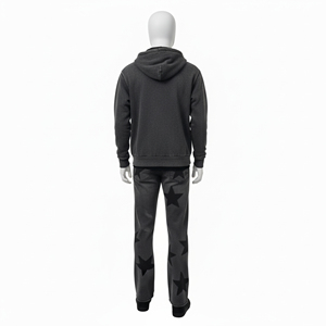 Custom Men's Fleece Tracksuit Star Print <b>Zip</b> Up Hoodie Sweatpants Set Streetwear Heavyweight Hoodies Unisex Casual Jogger Suit - Product Image 4