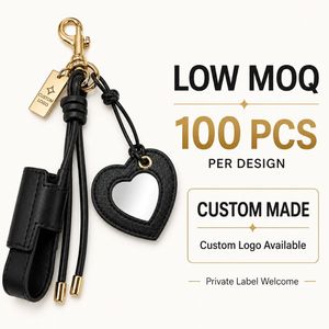 Porte-rouge à lèvres en cuir PU avec miroir en forme de cœur, logo personnalisé - Product Image 6
