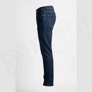Straight-Leg Dark Wash <b>Denim</b> Jeans Men High Waist Slim Fit Cotton Casual Autumn Style Pants - Product Image 3