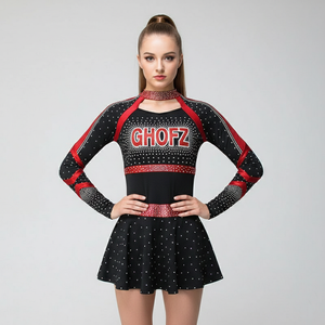 Uniforme de cheerleading personnalisé avec jupe imprimée par sublimation et haut brodé |   Fournisseur en gros OEM d'ensembles de cheerleading pour équipes - Product Image 5