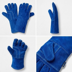 Gants de soudage en cuir de vachette bleu premium avec doublure en polaire, résistance à la chaleur et aux coupures, résistance à l'abrasion - Product Image 2