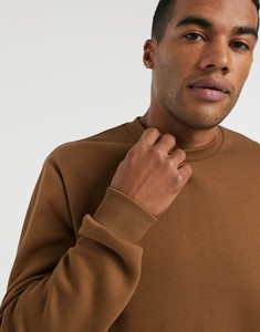 Sweat-shirt à col rond pour homme, marron, coupe classique, coton, molleton français, pull-over décontracté, vêtements d'automne - Product Image 3