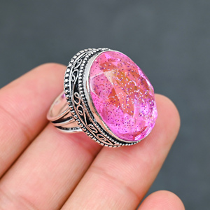 Superbe Bague Tendance Moderne en Kunzite Rose à Pois, en Argent Sterling 925 Massif, Bijoux Faits Main, Vente en Gros Direct Usine - Product Image 1