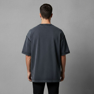 T-shirts amples unis très tendance en coton lourd 180 g/m², jersey lavé 100 % coton, écologiques, respirants, style hip-hop, personnalisables pour hommes - Product Image 4