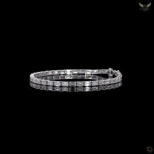 Pulsera de Diamantes Cultivados en Laboratorio de 9k, Corte Esmeralda, Oro Blanco, Eternidad Completa, con Diamantes Baguette para Mujer - Product Image 2