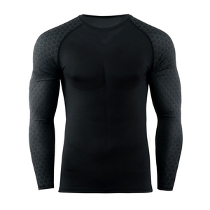 Custom Men's <b>Compression</b> Rash Guard <b>Shirt</b> Full Sleeve Quick Dry Breathable Eco-Friendly Spandex/Polyester Plain Dyed 120g Front - Product Image 3