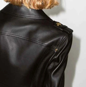 Veste courte en cuir de mouton PU pour femme, style moto, avec fonction de séchage rapide, col montant, manches longues, pour l'hiver - Product Image 4